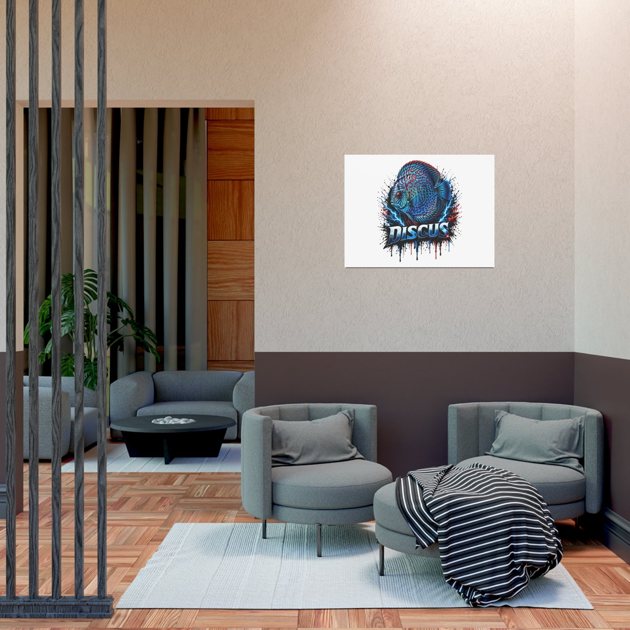 Discus Fish Poster — Vibrant Blue Aquarium Art Print