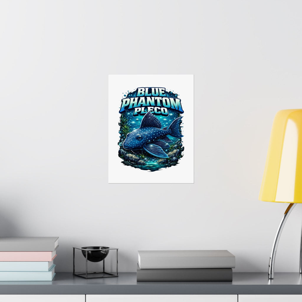 Blue Phantom Pleco Poster — Matte Vertical Aquarium Fish Art Print