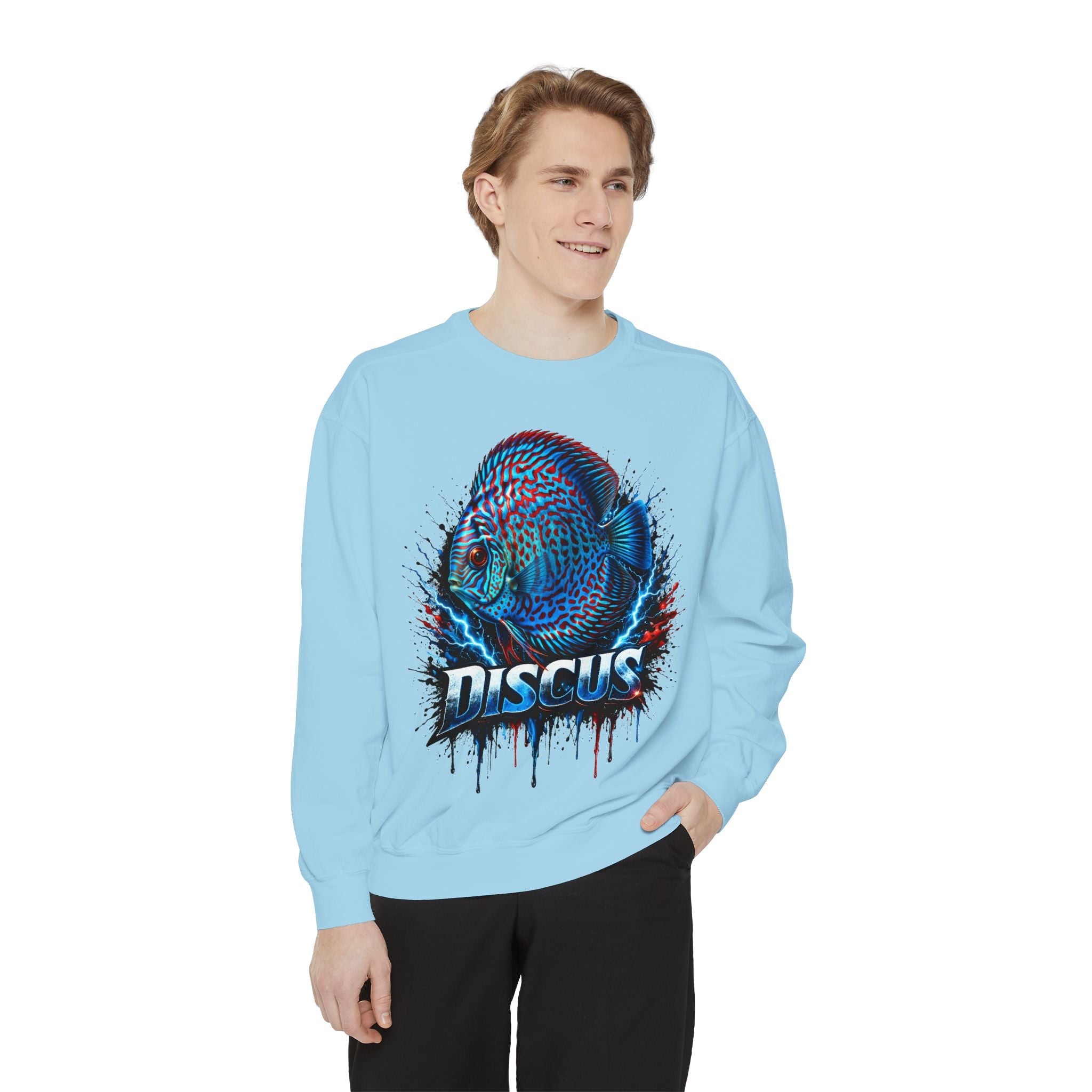 Discus Fish Graphic Sweatshirt — Vibrant Aquarium Lover Crewneck