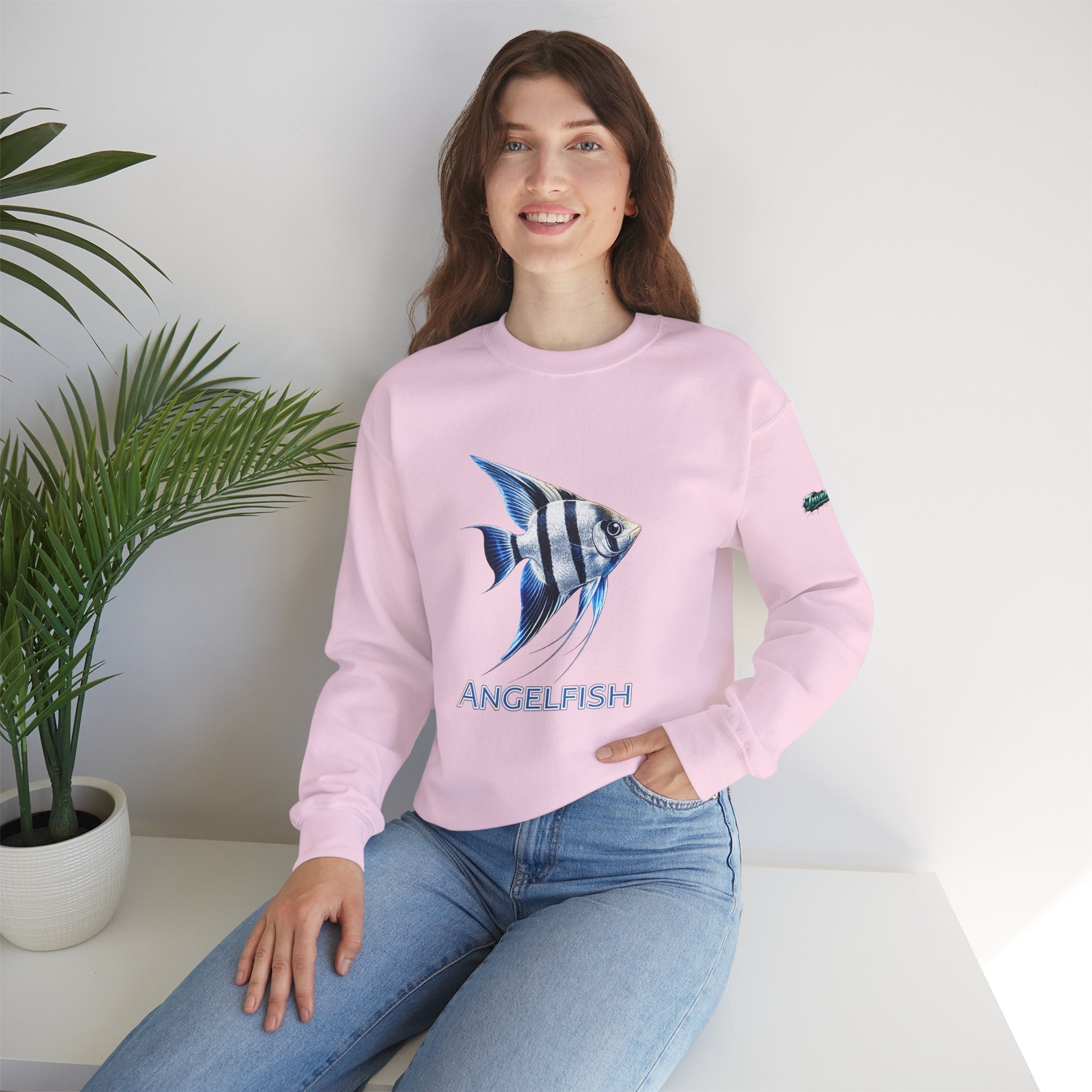 Angelfish Crewneck Sweatshirt — Blue Tropical Fish Graphic