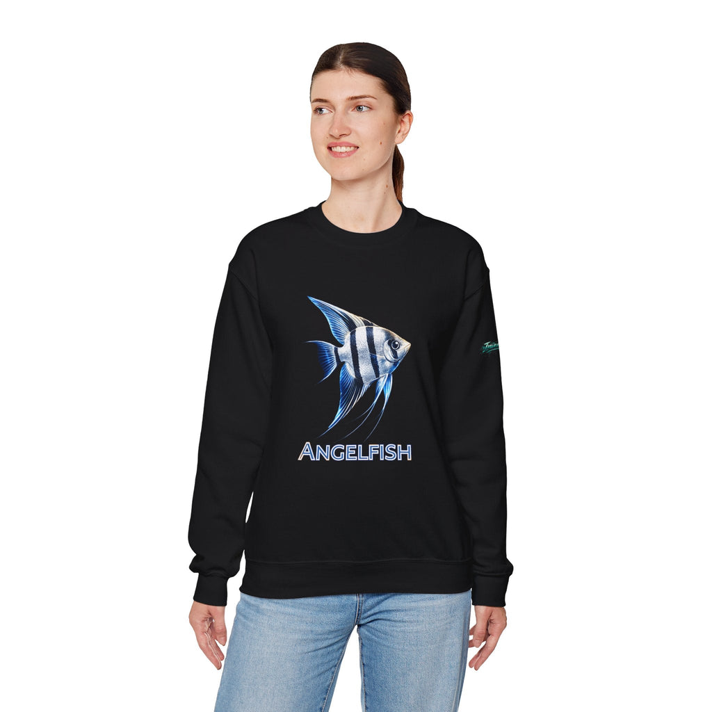 Angelfish Crewneck Sweatshirt — Blue Tropical Fish Graphic