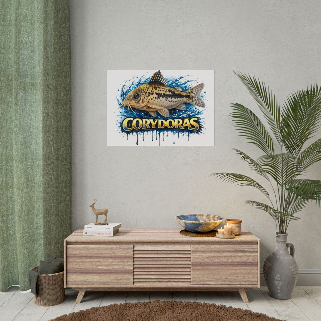 Corydoras Aquarium Fish Poster — Rolled Decorative Wall Art for Fishkeepers
