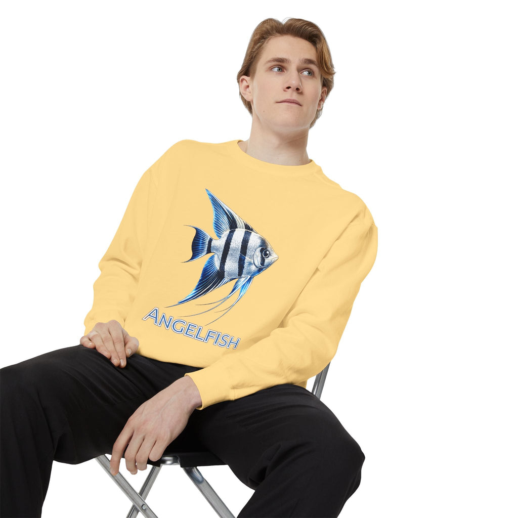 Angelfish Graphic Sweatshirt — Blue Tropical Fish Crewneck