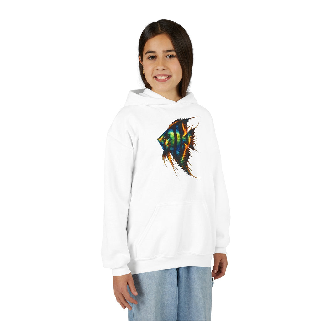 Youth Angelfish Hoodie - Colorful Aquarium Fish Graphic Sweatshirt