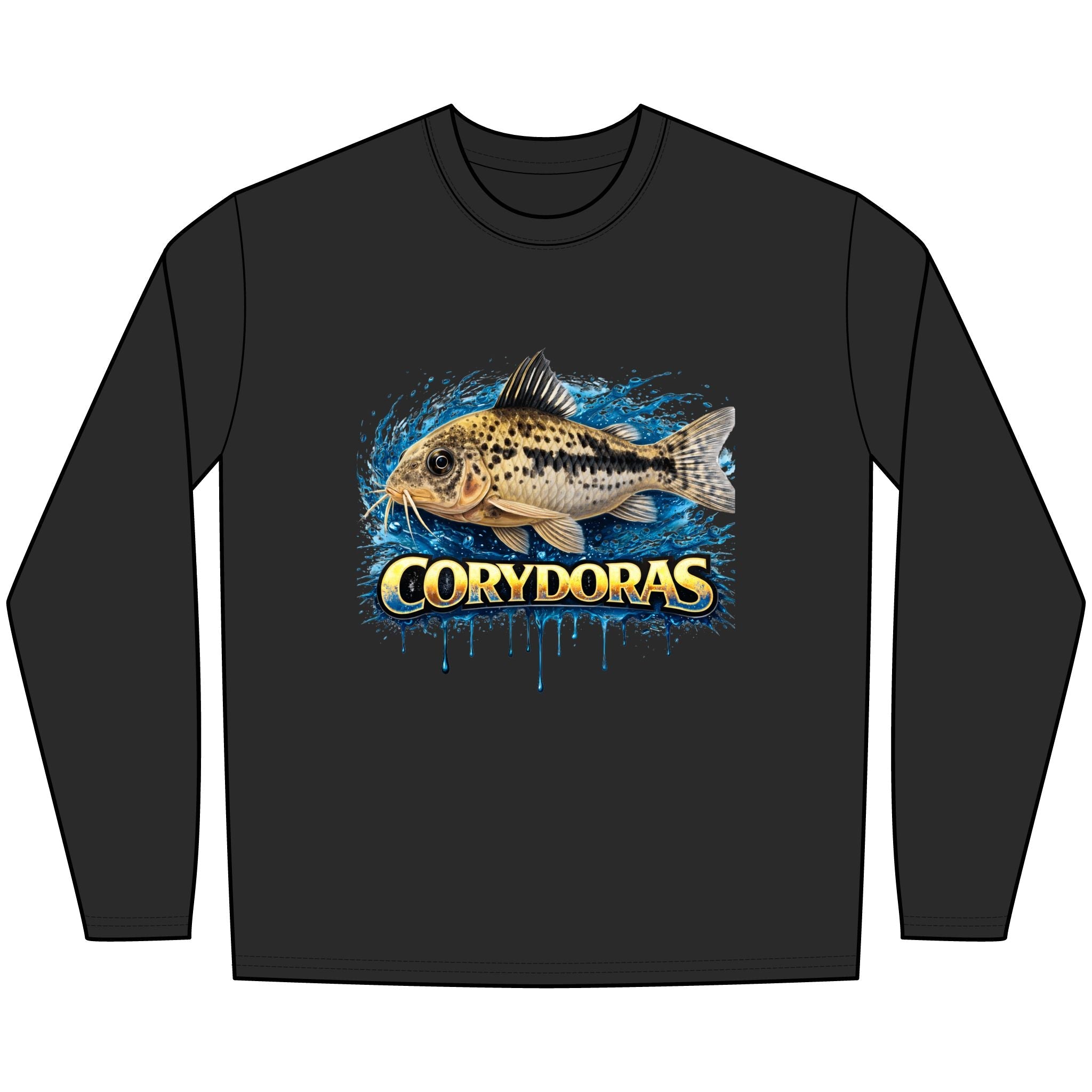 Peppered Corydoras Fish Technical Performance Long-Sleeve – Aquarium Catfish Graphic Shirt