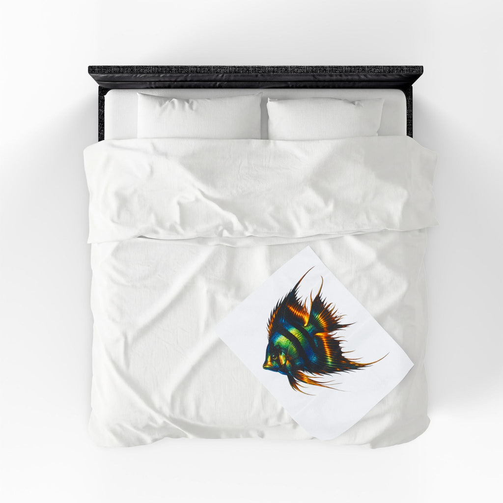 Angelfish Art Velveteen Plush Blanket — Tropical Aquarium Fish Throw