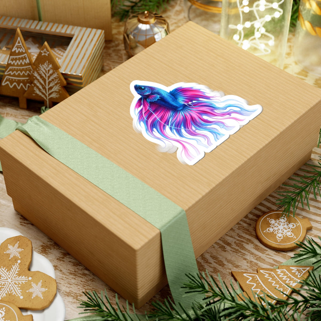 Inverness Ink — "Electric Paint" Kiss-Cut Vinyl Sticker — Vibrant Blue & Pink Aquarium Decal