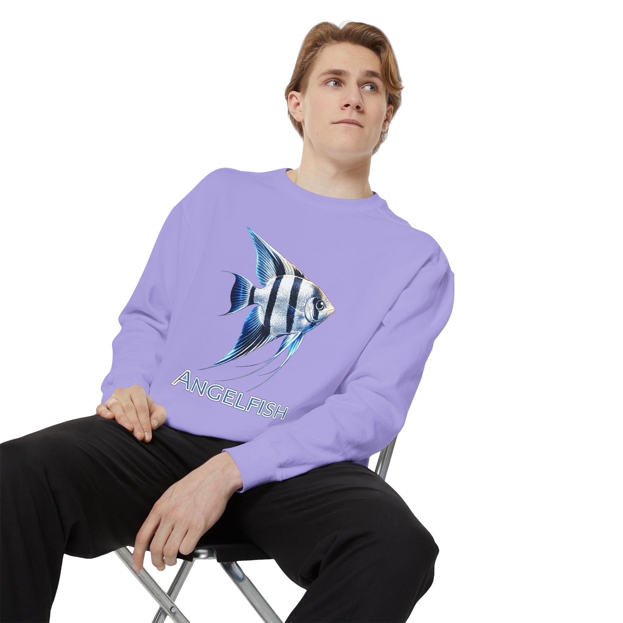 Angelfish Graphic Sweatshirt — Blue Tropical Fish Crewneck