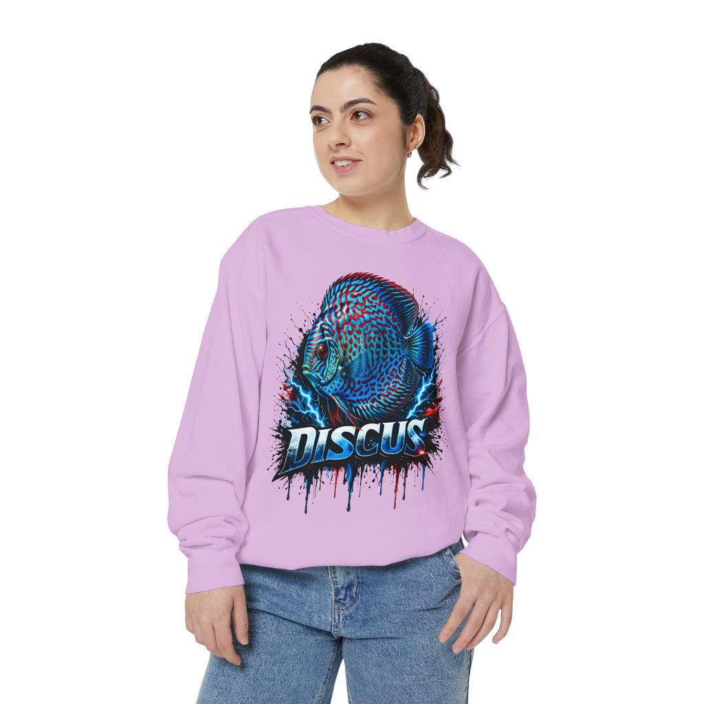 Discus Fish Graphic Sweatshirt — Vibrant Aquarium Lover Crewneck