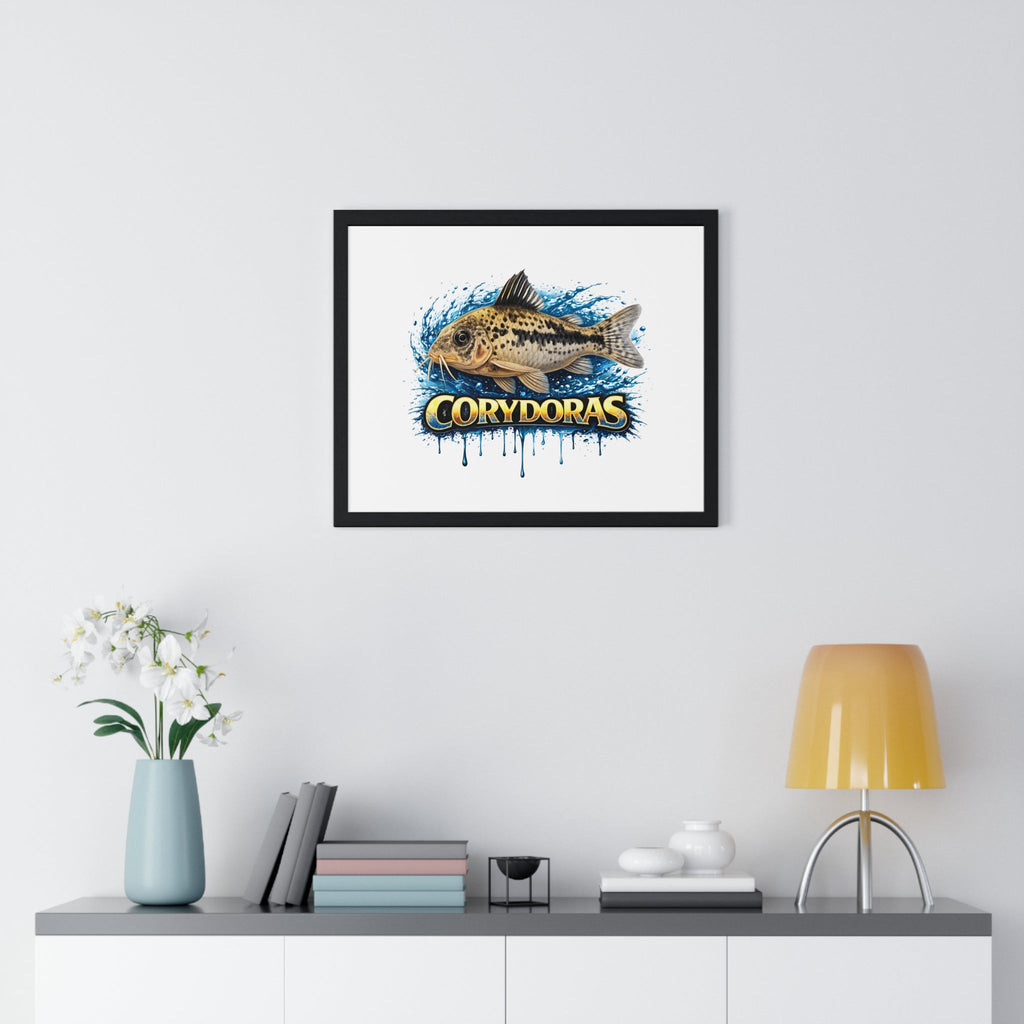 Peppered Corydoras Fish Framed Poster — Aquarium Wall Art