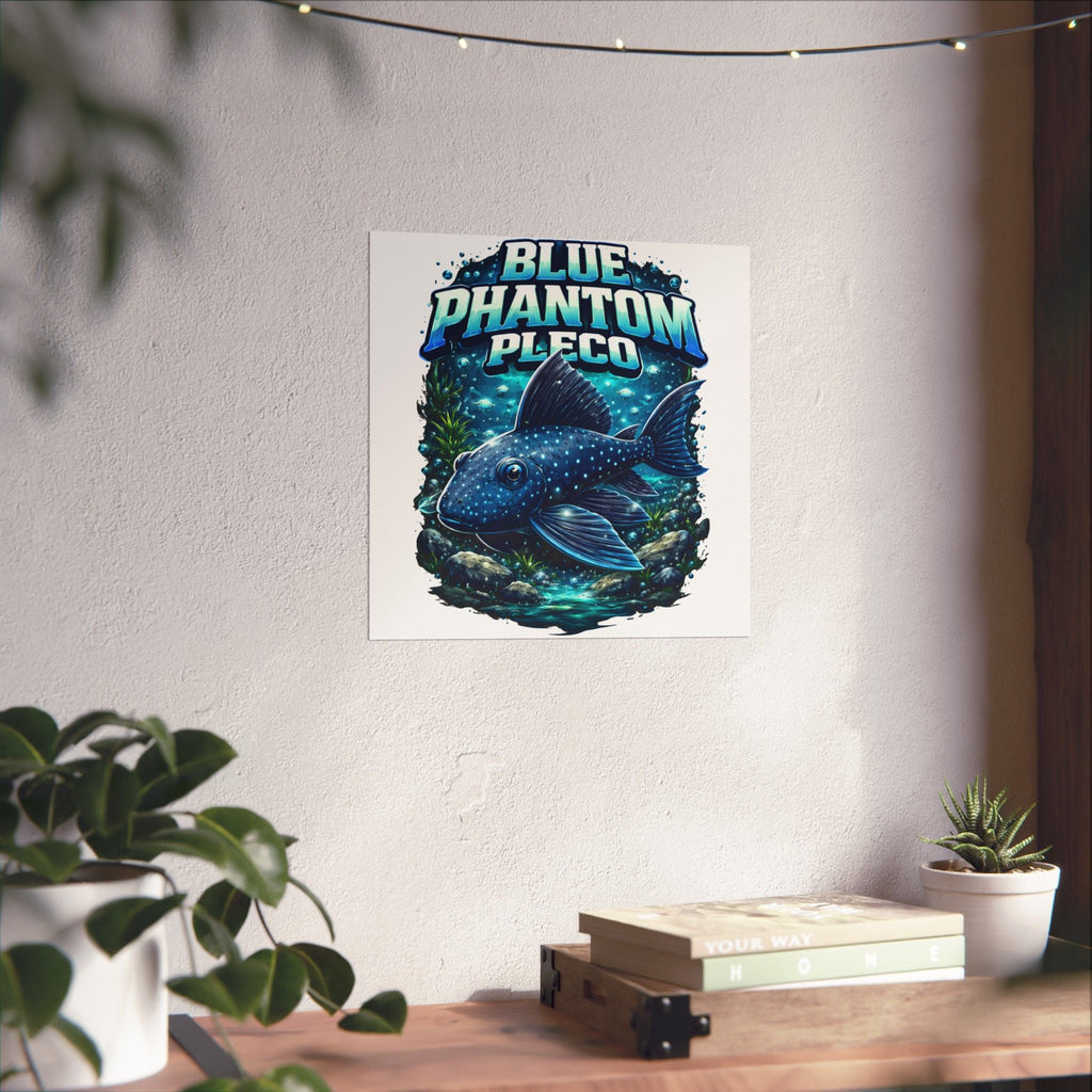 Blue Phantom Pleco Poster — Matte Vertical Aquarium Fish Art Print