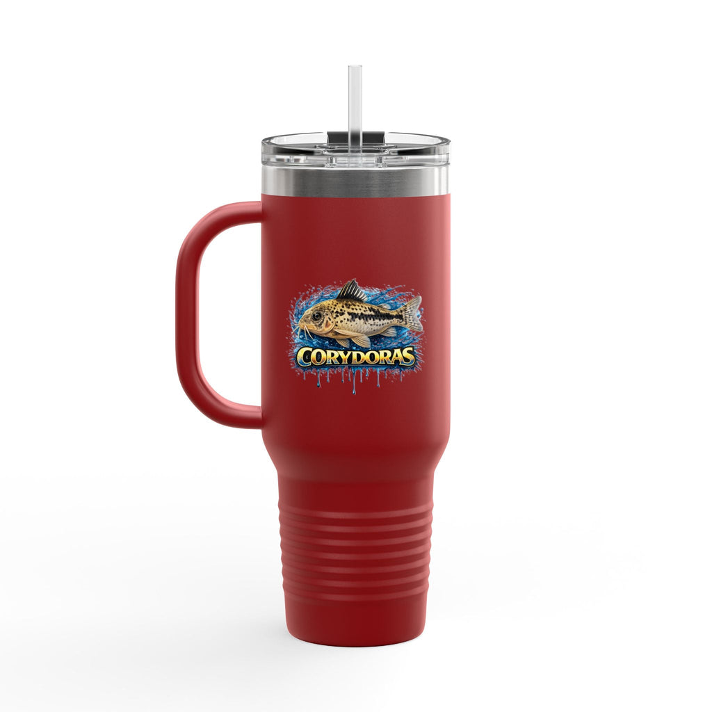 Corydoras Fish 40oz Insulated Travel Mug — Fishing Aquarium Lover Tumbler