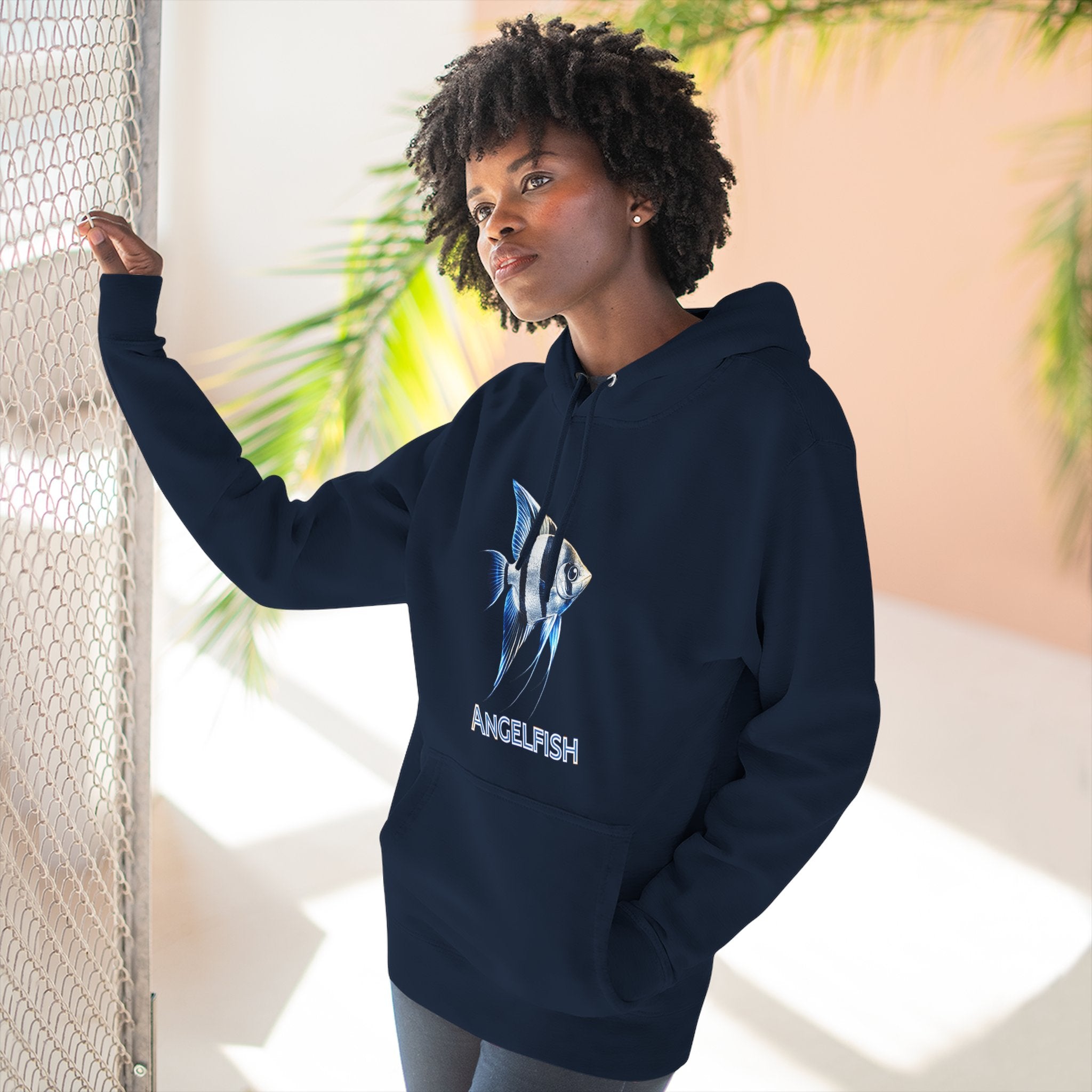 Angelfish Graphic Hoodie — Blue Aquarium Fish Pullover