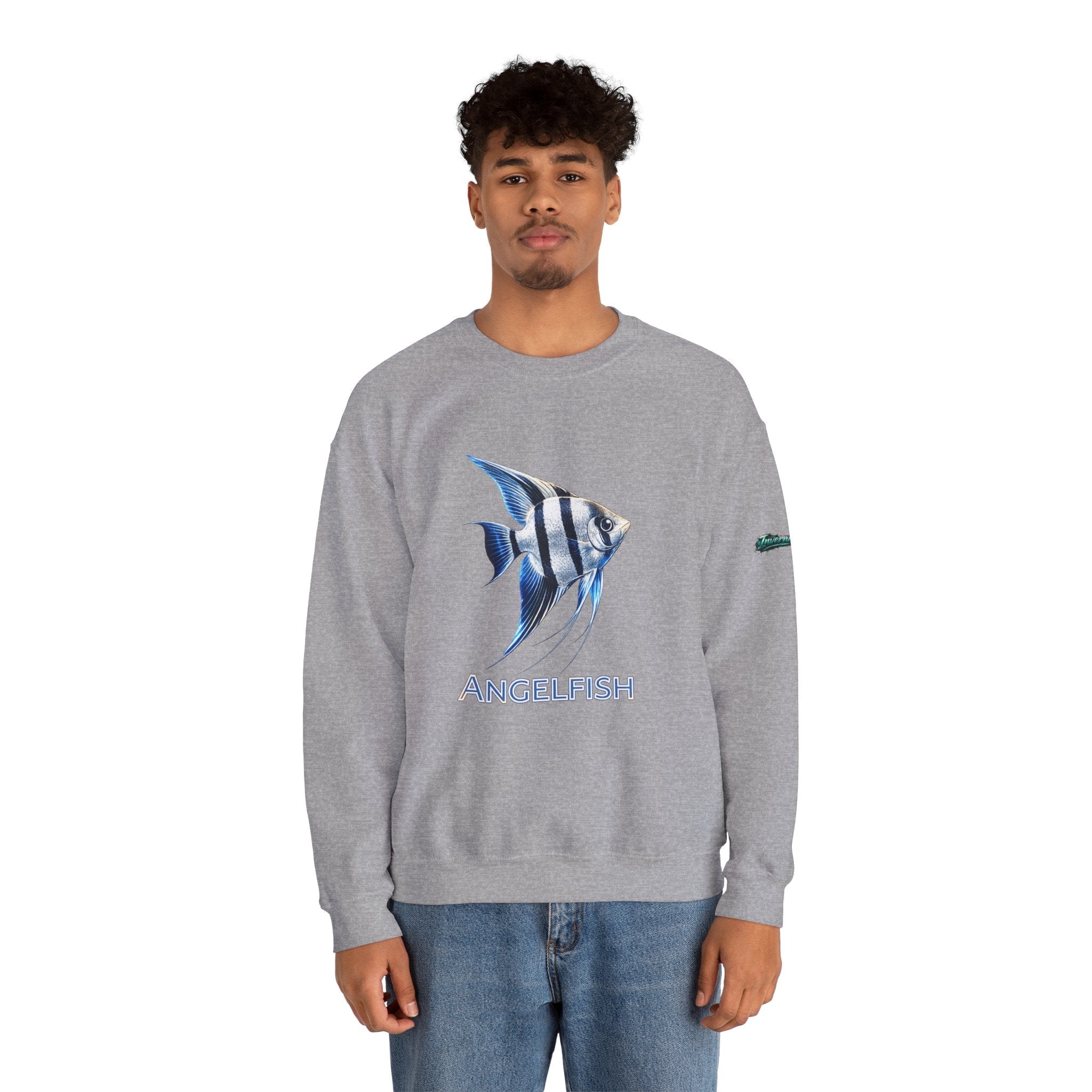 Angelfish Crewneck Sweatshirt — Blue Tropical Fish Graphic