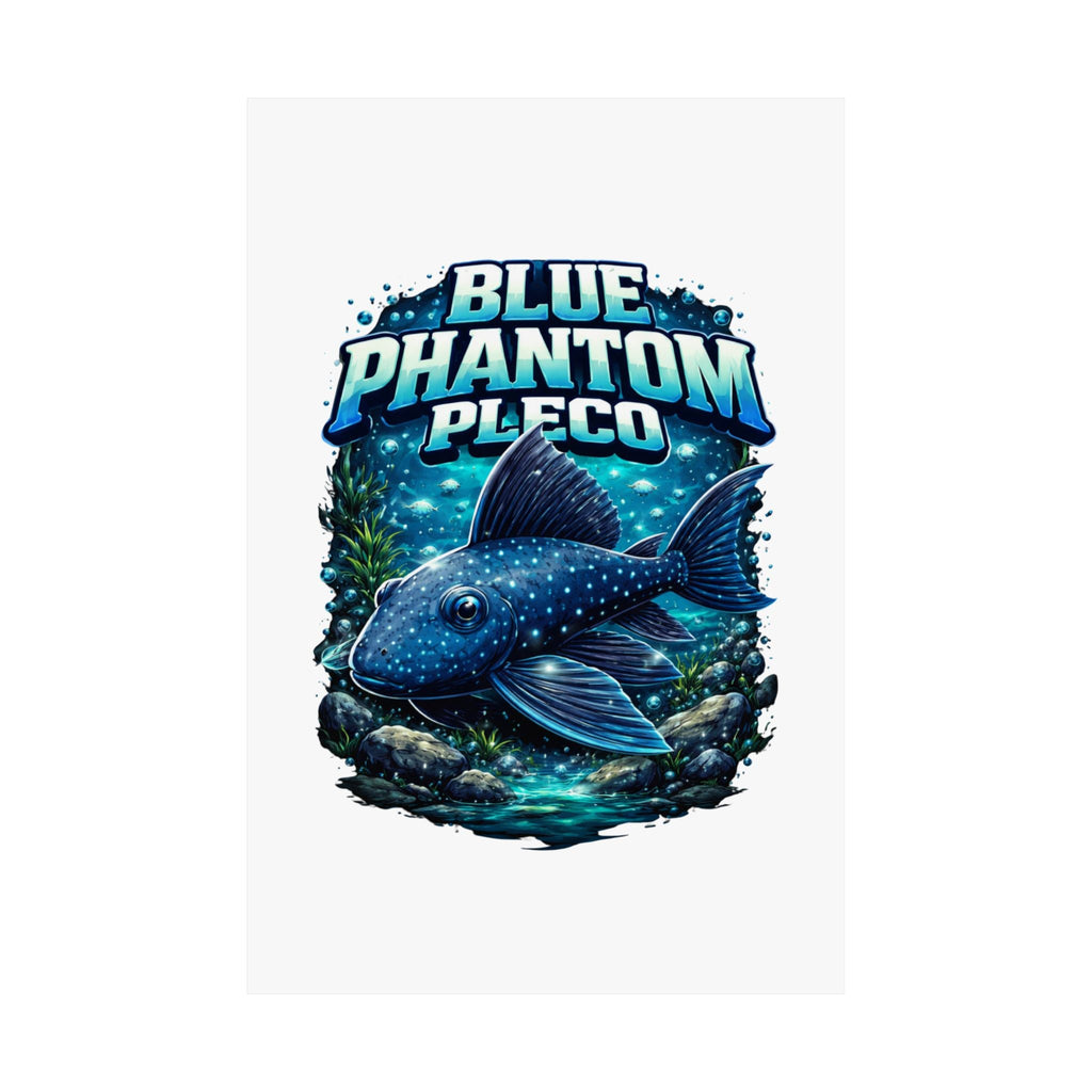 Blue Phantom Pleco Poster — Matte Vertical Aquarium Fish Art Print