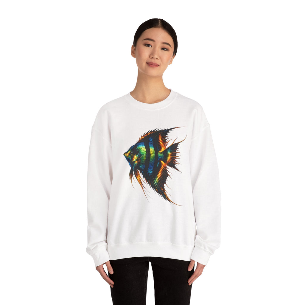 Angelfish Graphic Sweatshirt — Colorful Tropical Fish Crewneck