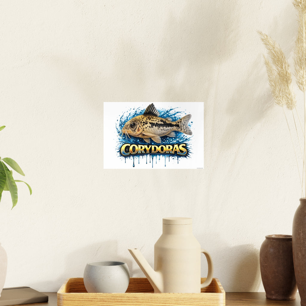 Peppered Corydoras Fish Art Poster — Vibrant Aquarium Print
