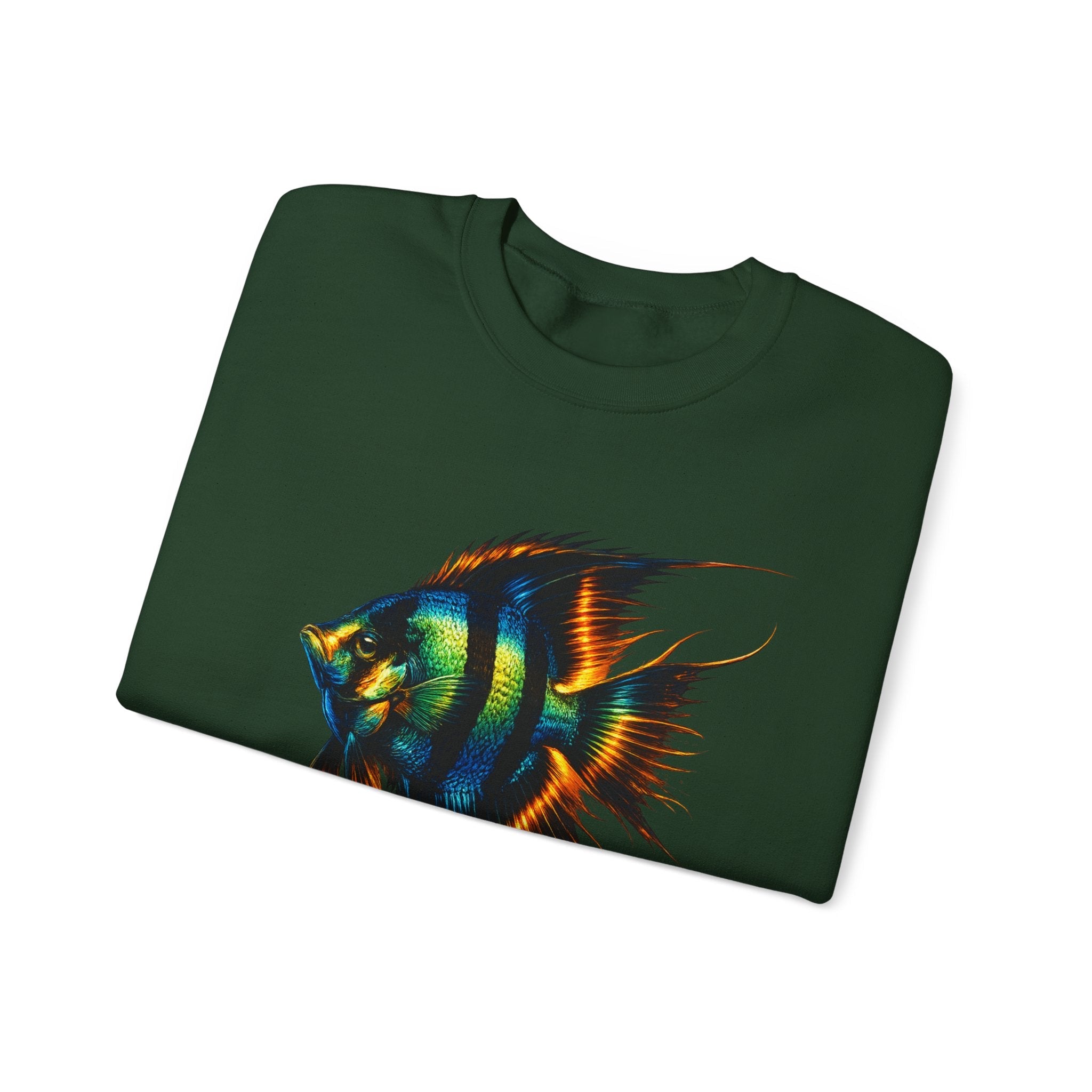 Angelfish Graphic Sweatshirt — Colorful Tropical Fish Crewneck