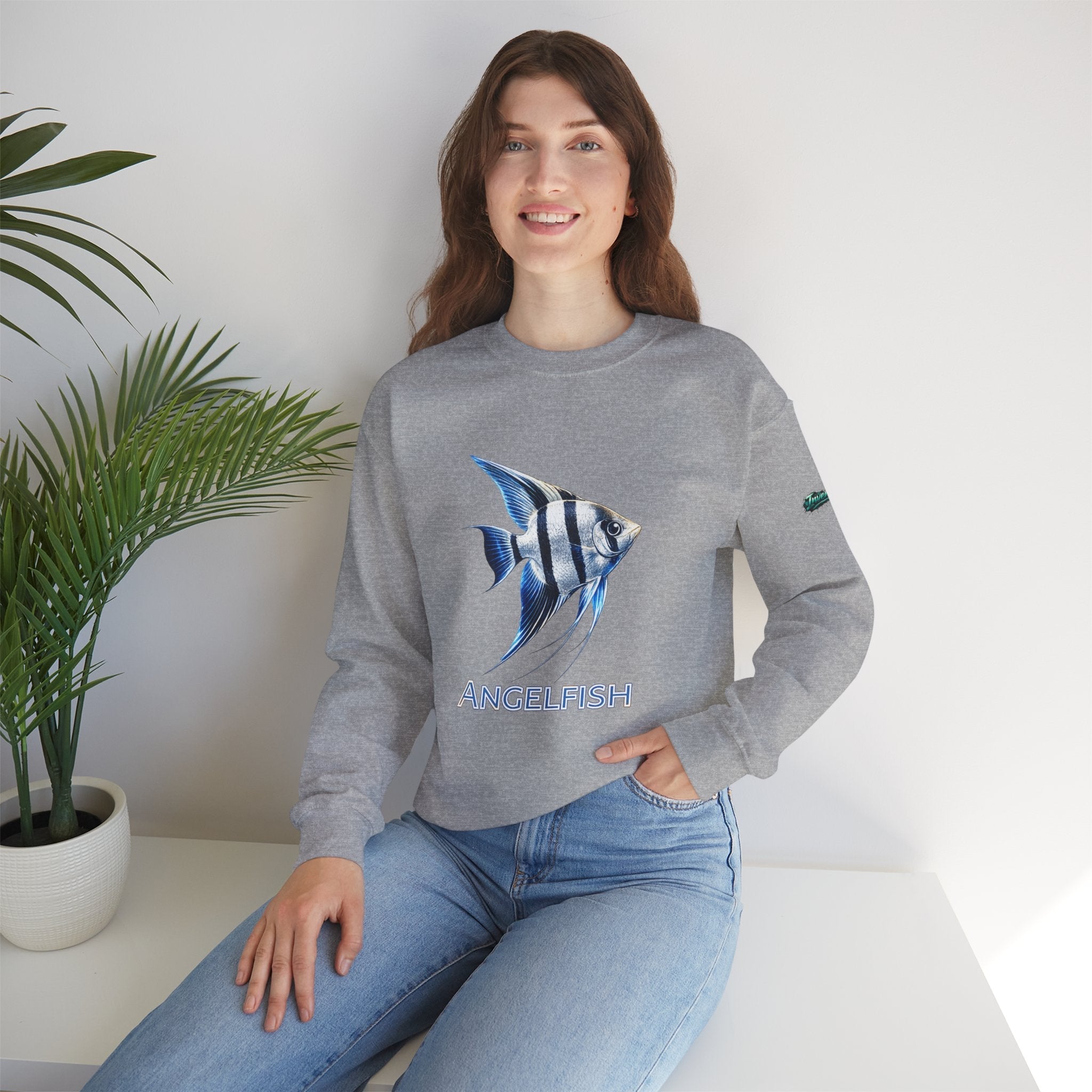 Angelfish Crewneck Sweatshirt — Blue Tropical Fish Graphic