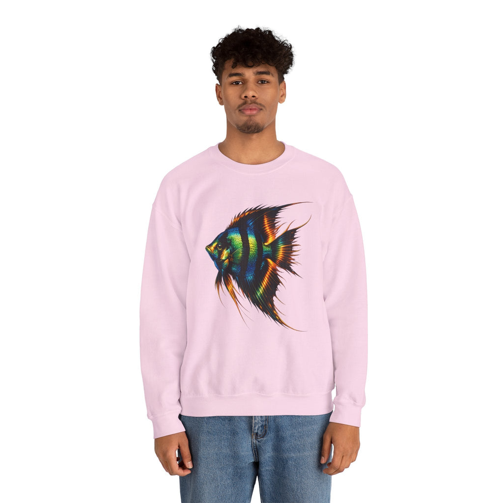 Angelfish Graphic Sweatshirt — Colorful Tropical Fish Crewneck