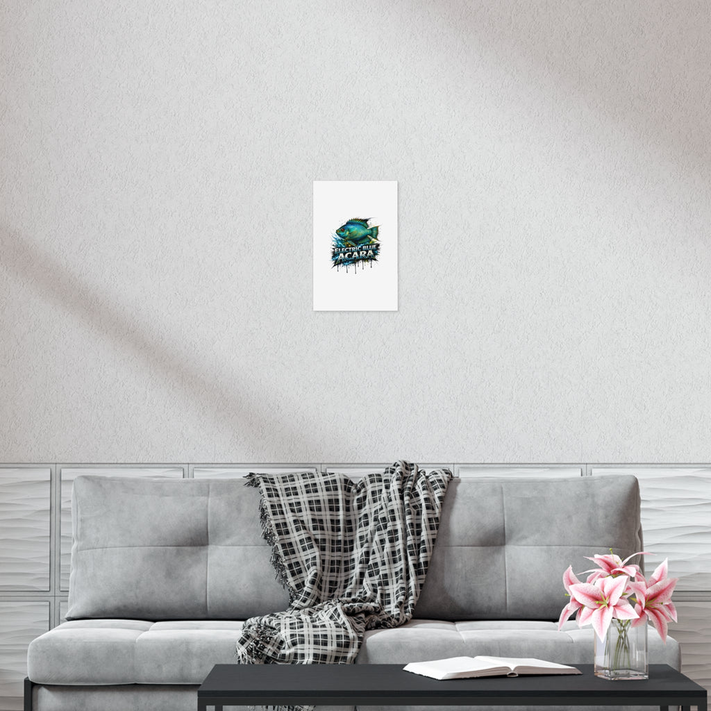 Electric Blue Acara Fish Poster — Vibrant Aquarium Wall Art