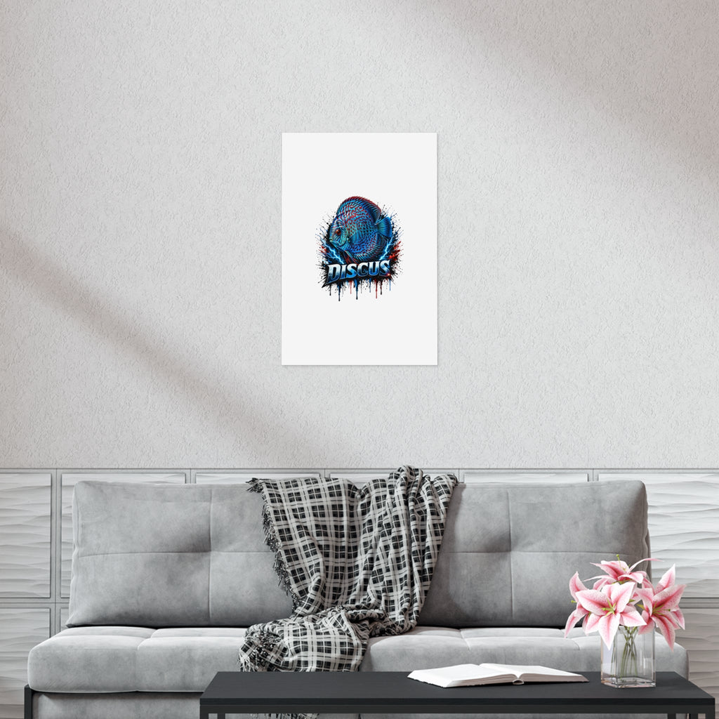 Discus Fish Poster — Vibrant Blue Aquarium Art Print