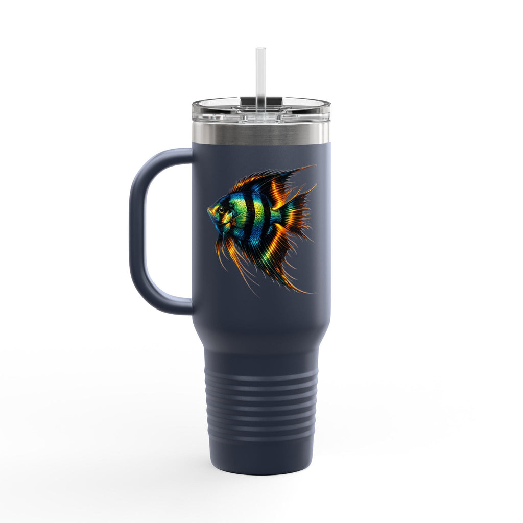 40oz Insulated Travel Mug — Colorful Aquarium Angelfish Stainless Steel Tumbler