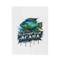 Electric Blue Acara Velveteen Plush Blanket — Vibrant Fish Design for Aquarium Lovers