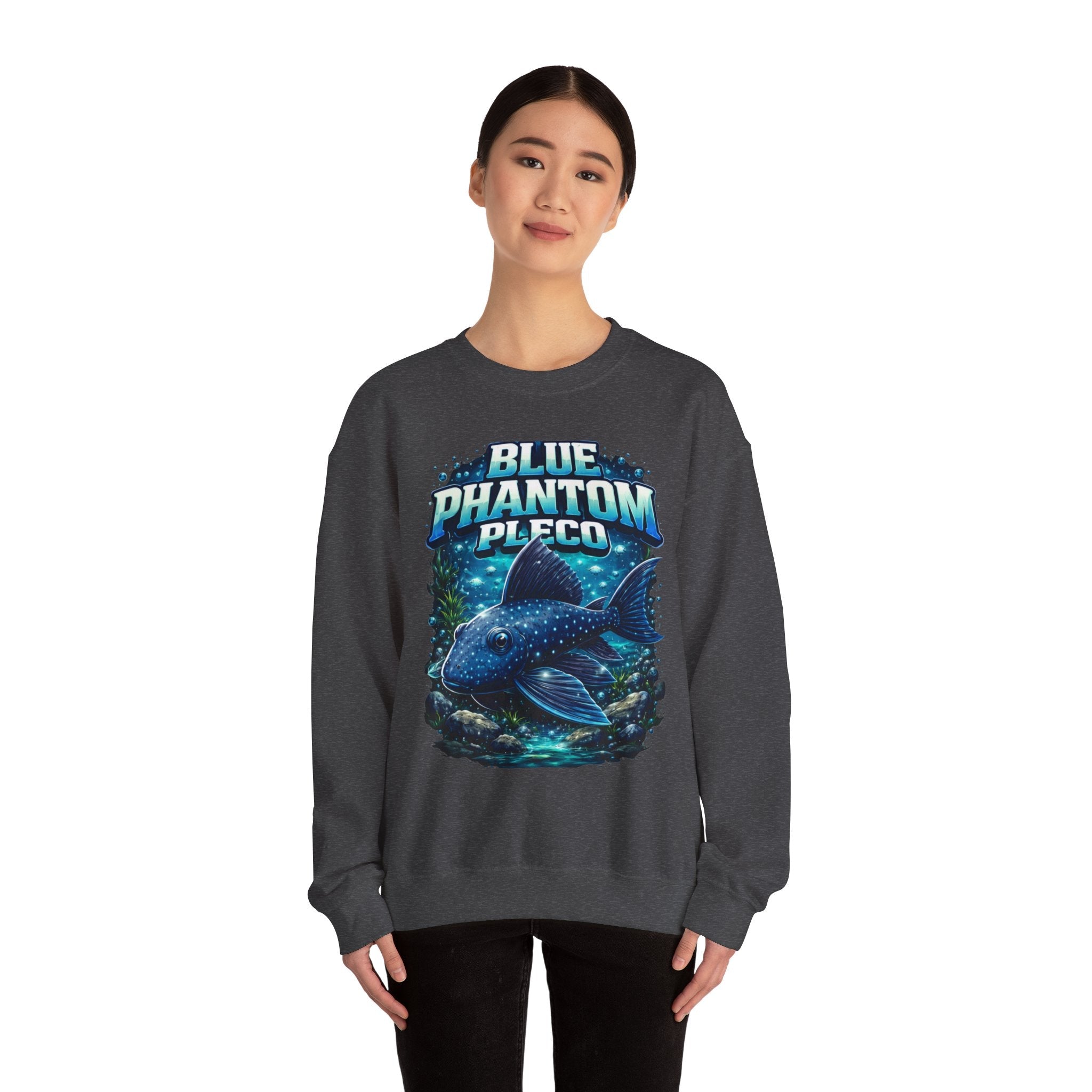 Blue Phantom Pleco Crewneck Sweatshirt – Aquatic Fish Graphic Pullover