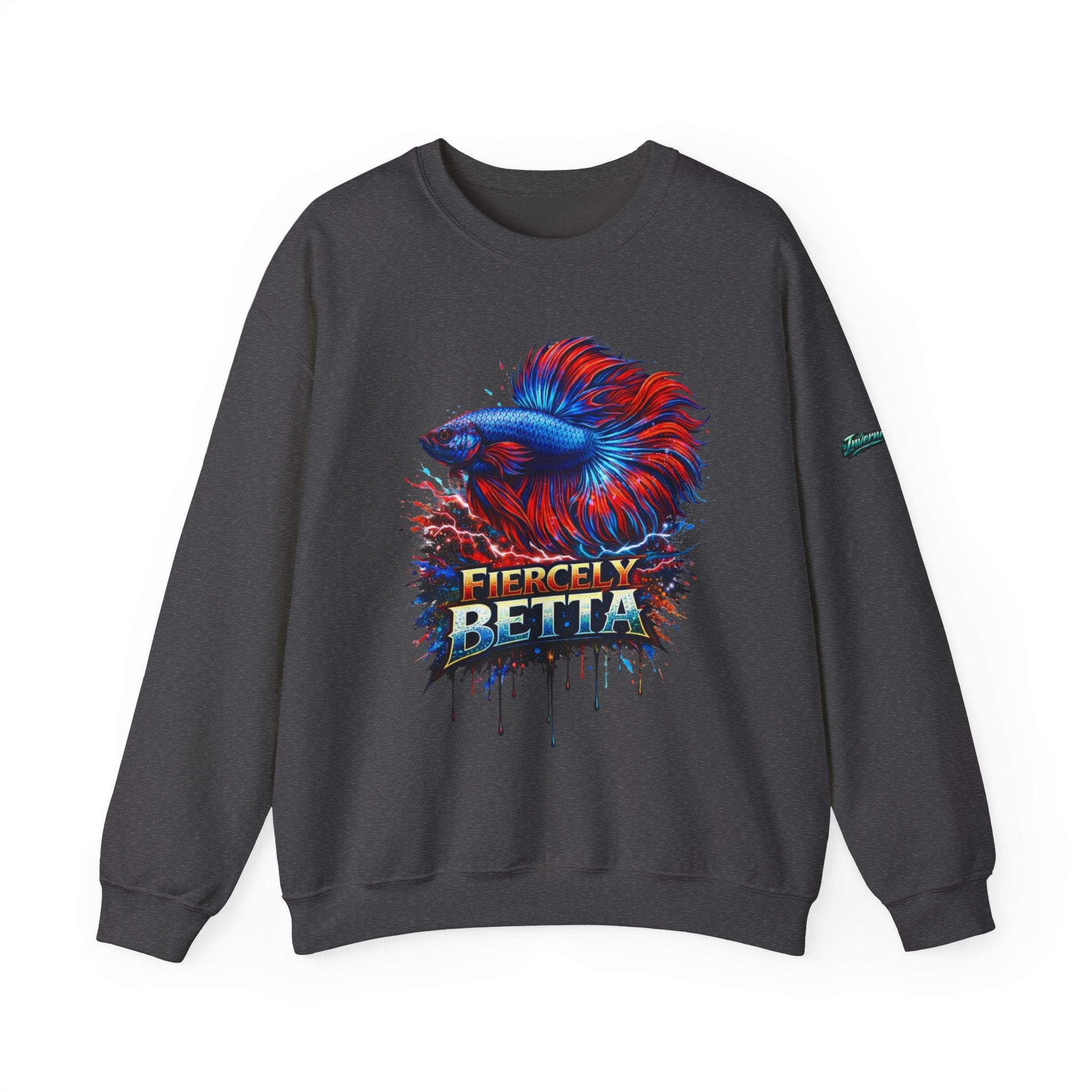 Betta Fish Crewneck Sweatshirt — "Fiercely Betta" Colorful Aquarium Graphic