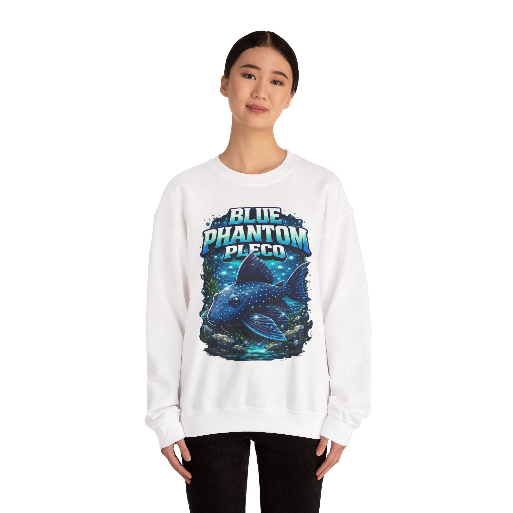 Blue Phantom Pleco Crewneck Sweatshirt – Aquatic Fish Graphic Pullover
