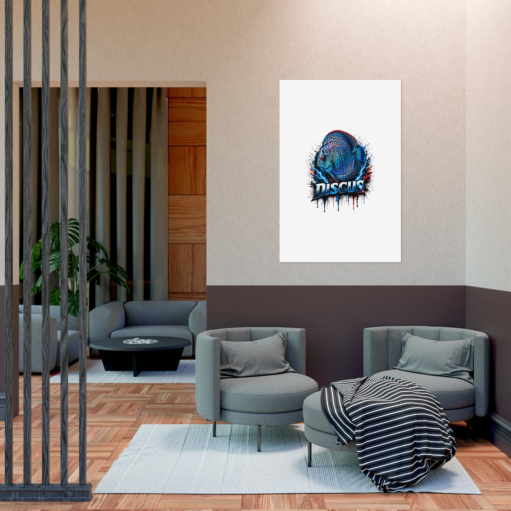 Discus Fish Poster — Vibrant Blue Aquarium Art Print