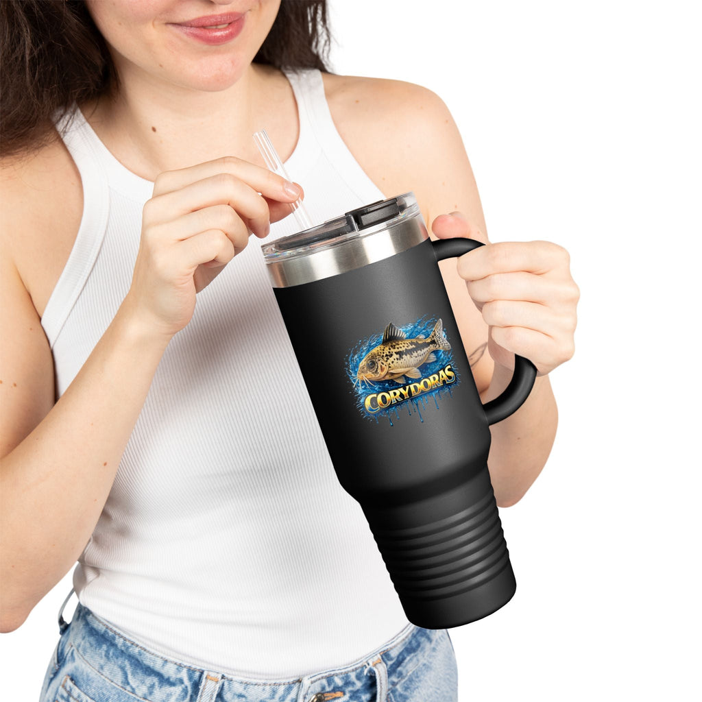 Corydoras Fish 40oz Insulated Travel Mug — Fishing Aquarium Lover Tumbler