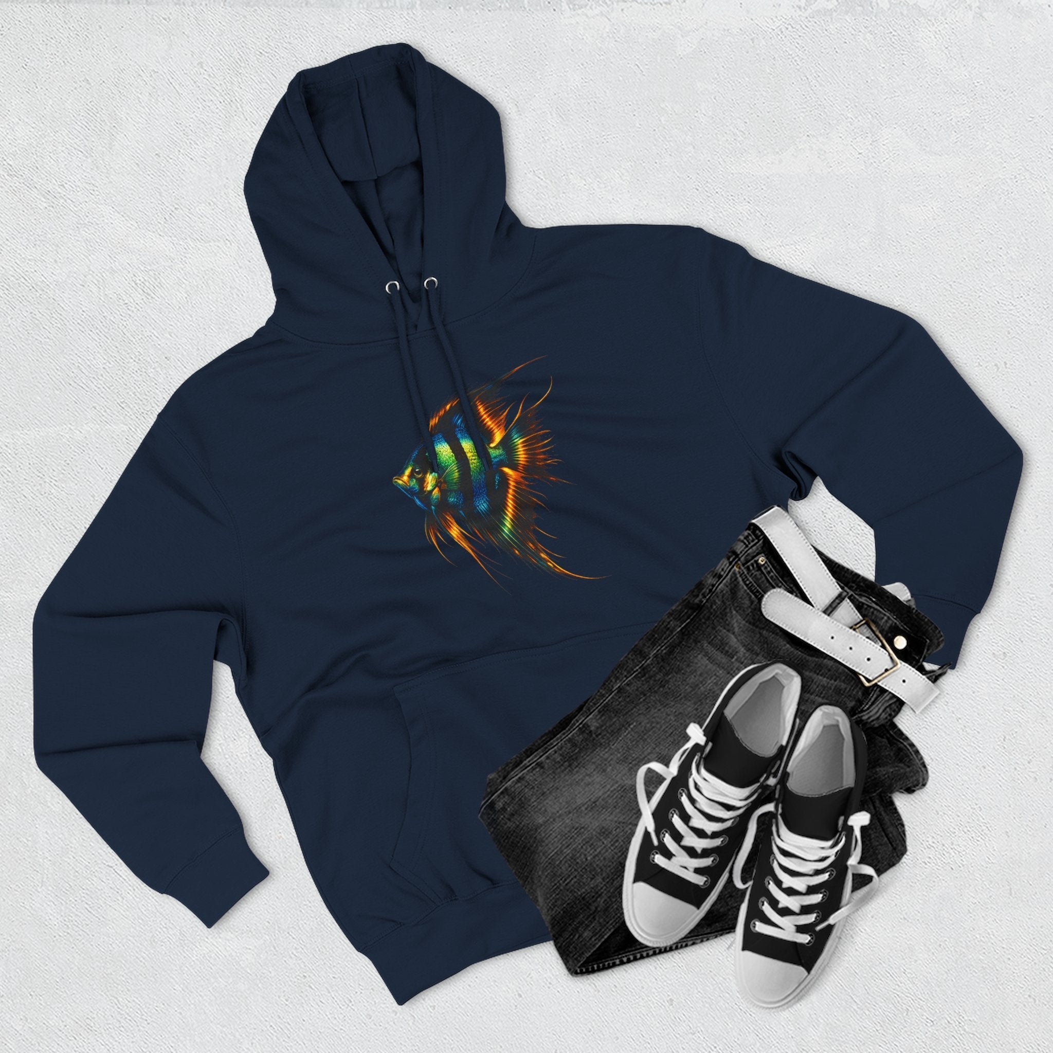 Angelfish Watercolor Hoodie – Colorful Aquarium Fish Graphic Fleece Pullover