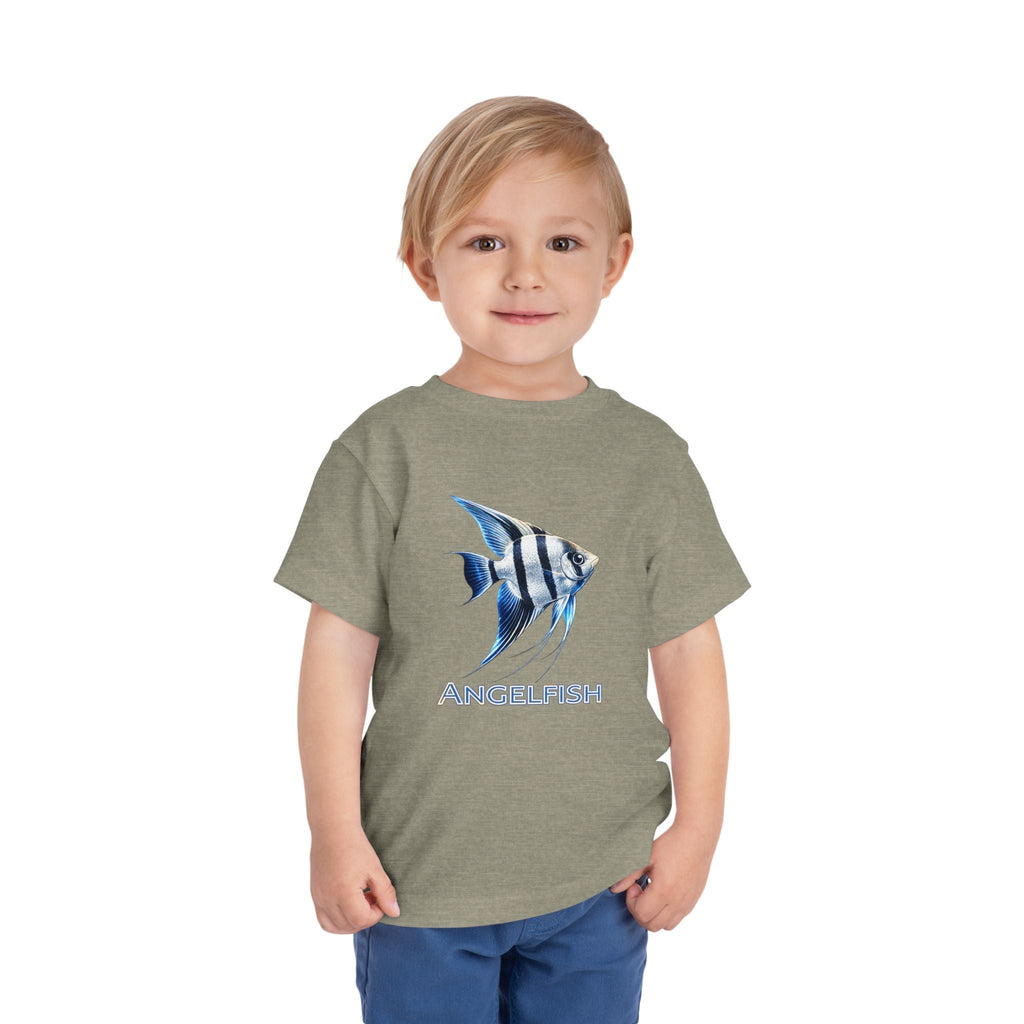 Angelfish Toddler Tee – Blue Aquarium Fish Graphic Shirt