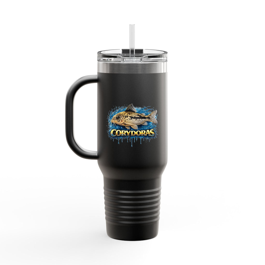 Corydoras Fish 40oz Insulated Travel Mug — Fishing Aquarium Lover Tumbler