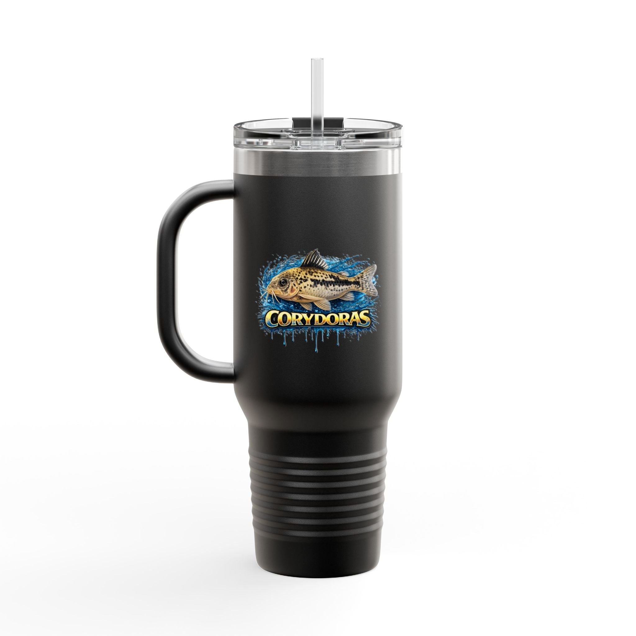 Corydoras Fish 40oz Insulated Travel Mug — Fishing Aquarium Lover Tumbler