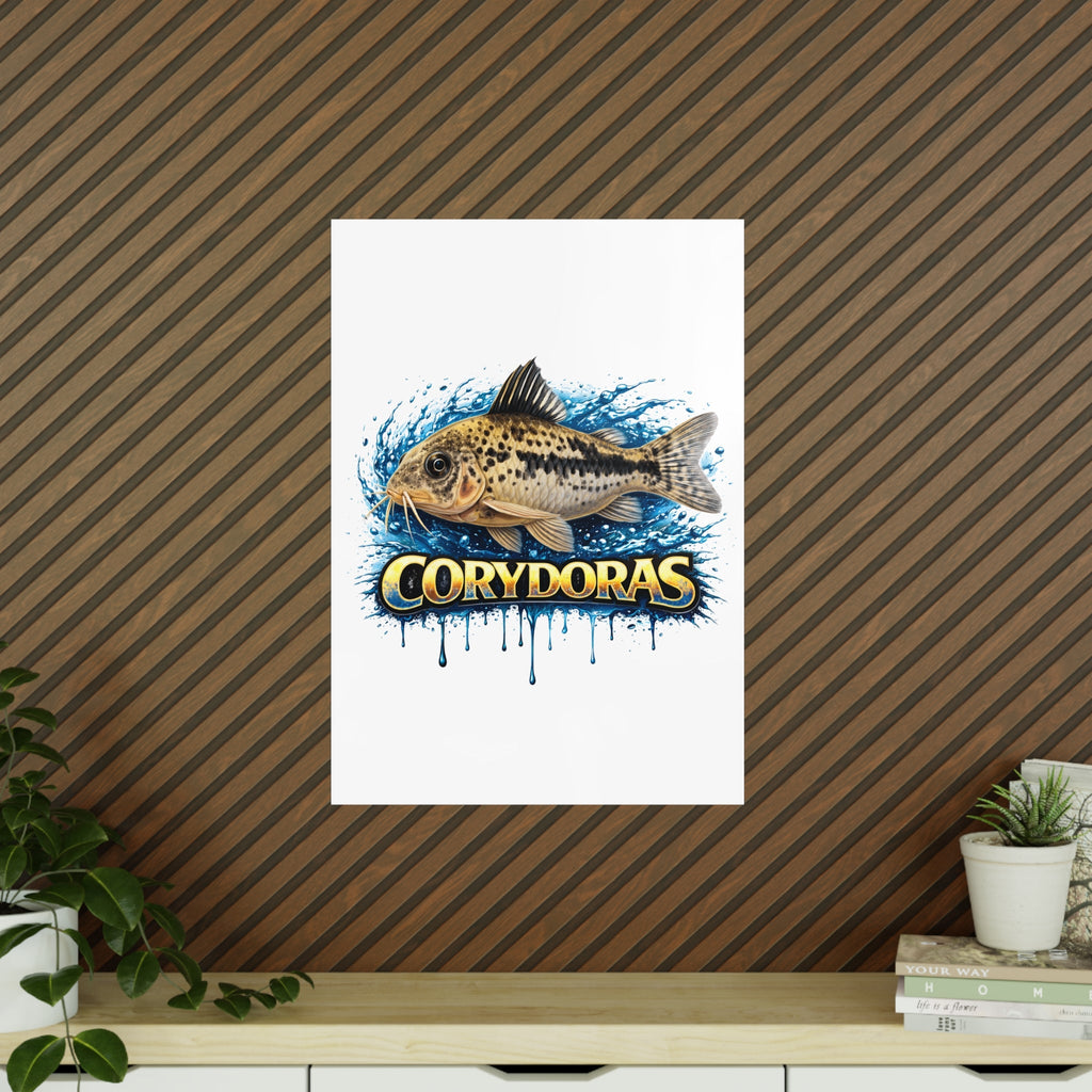 Peppered Cory Photopaper Poster — Colorful Aquarium Catfish Art Print