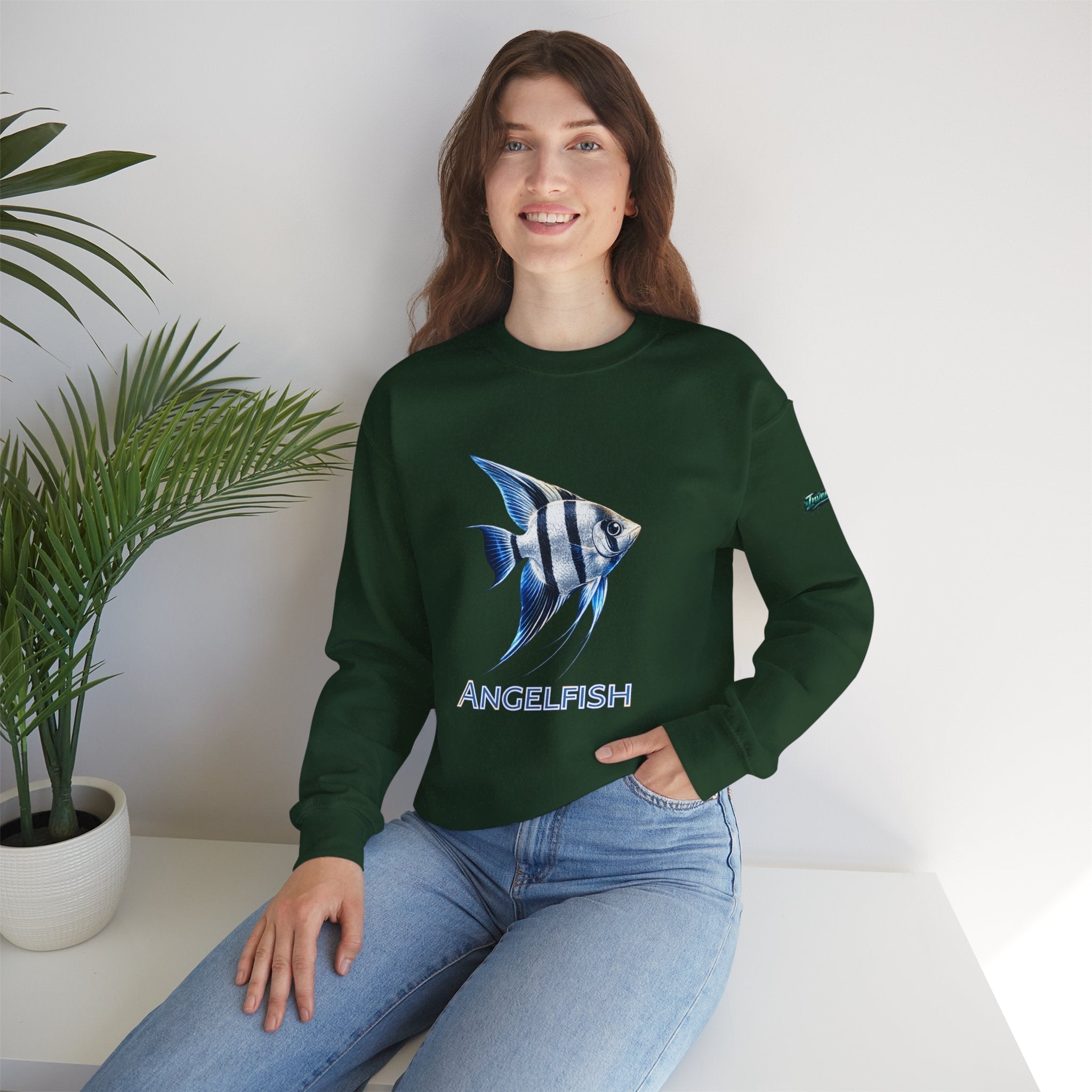 Angelfish Crewneck Sweatshirt — Blue Tropical Fish Graphic