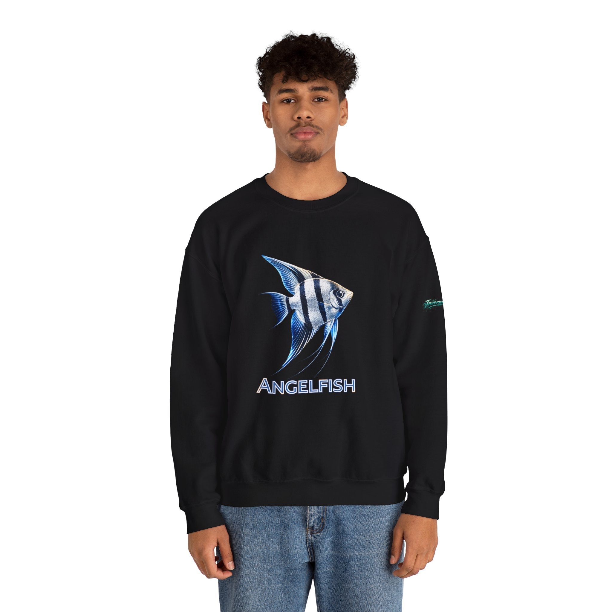 Angelfish Crewneck Sweatshirt — Blue Tropical Fish Graphic