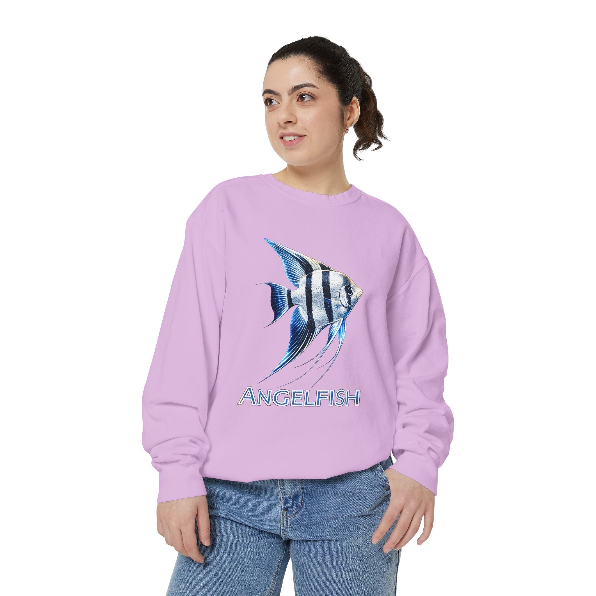 Angelfish Graphic Sweatshirt — Blue Tropical Fish Crewneck