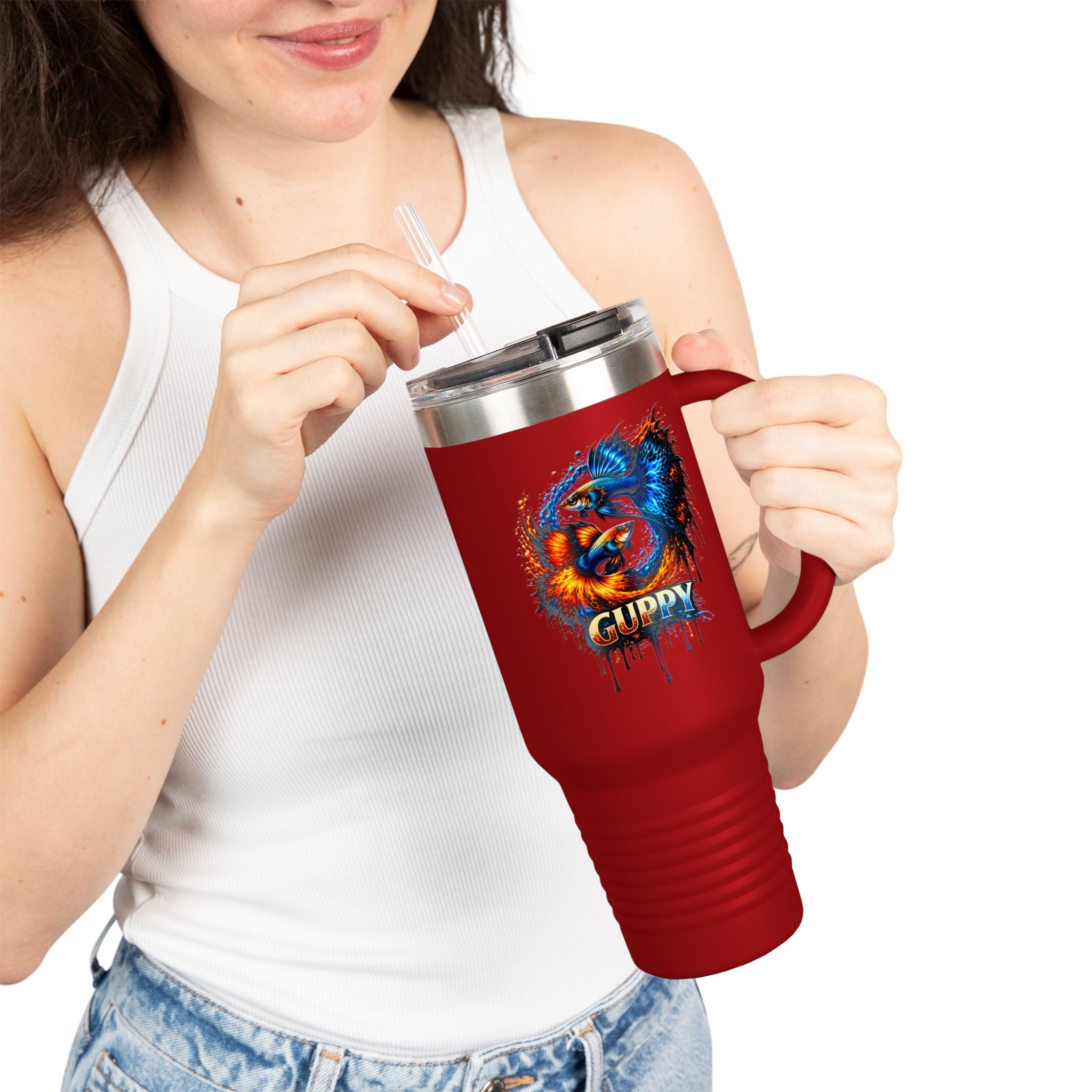 Fire & Ice Guppy – "Neon Flare" 40oz Insulated Travel Mug