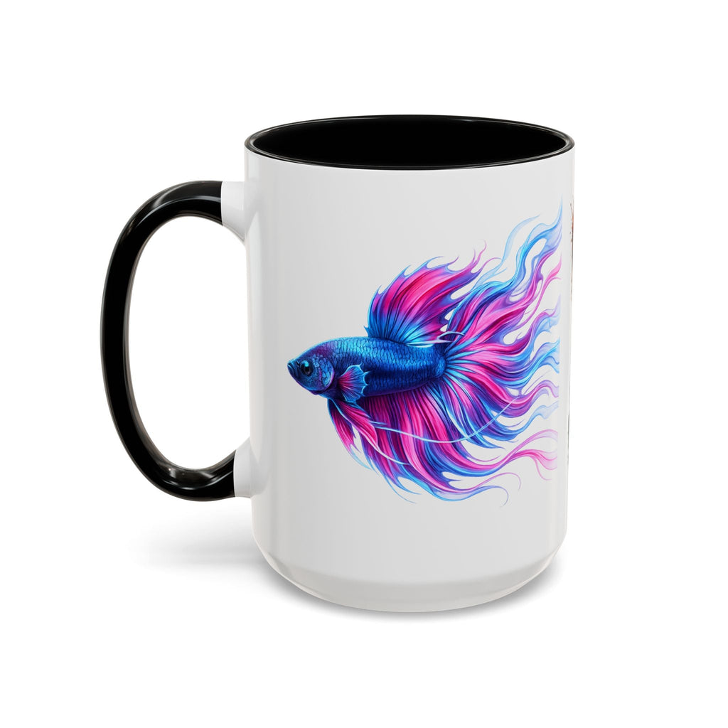Betta Fish Accent Coffee Mug — Vibrant Neon Betta Design (11/15 oz)
