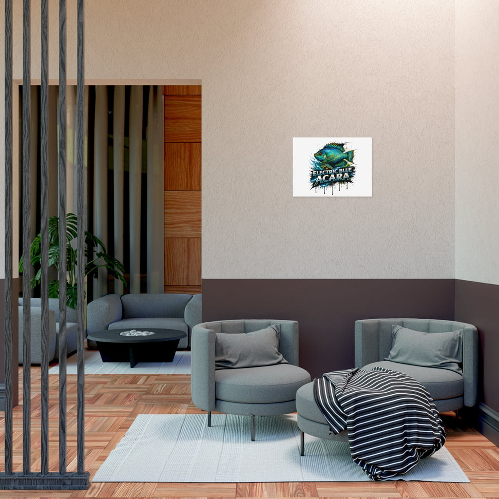 Electric Blue Acara Fish Poster — Vibrant Aquarium Wall Art