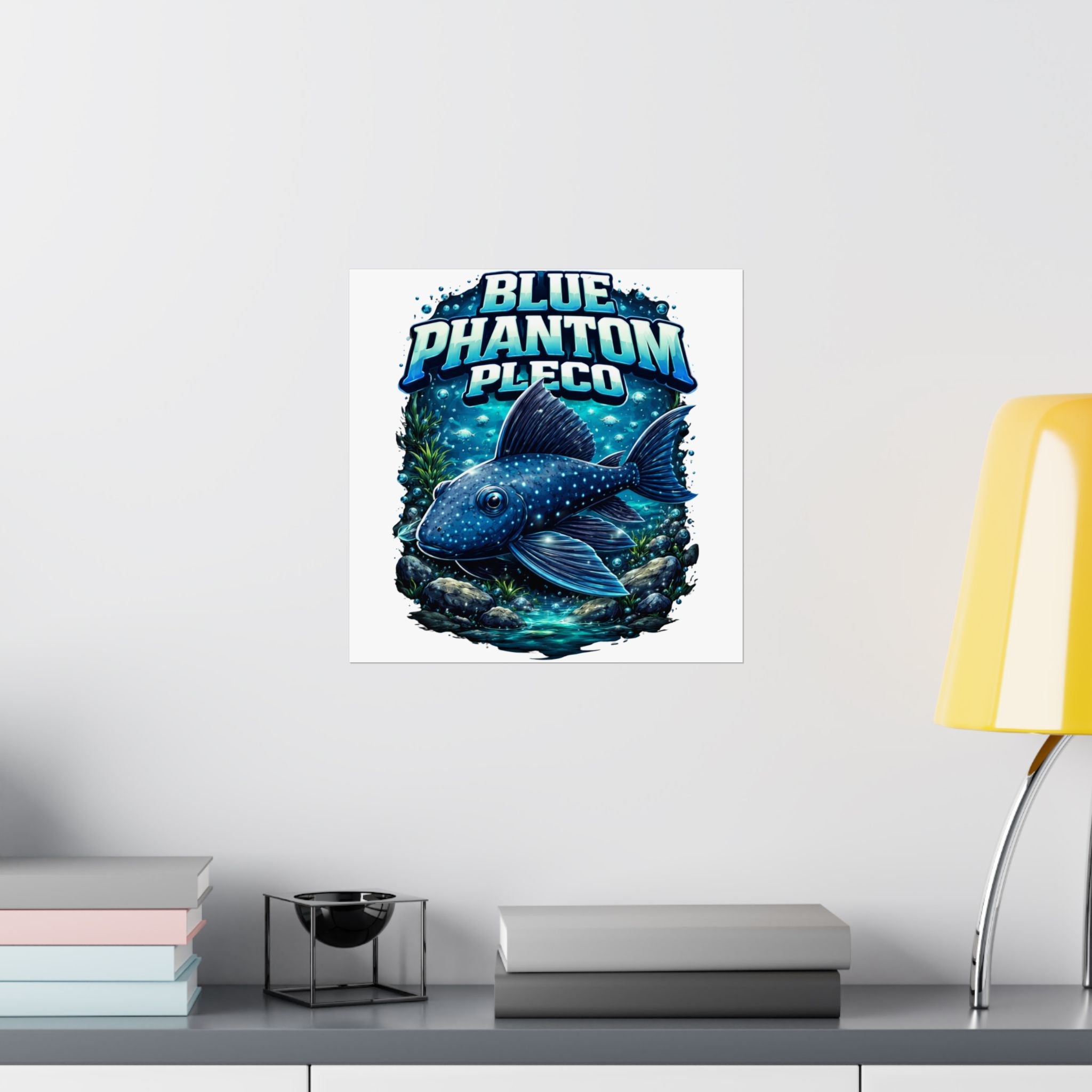 Blue Phantom Pleco Poster — Matte Vertical Aquarium Fish Art Print