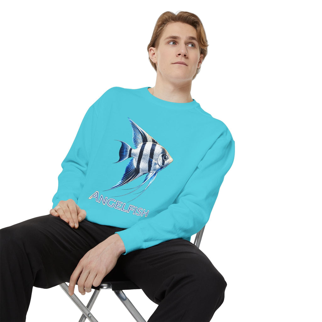 Angelfish Graphic Sweatshirt — Blue Tropical Fish Crewneck