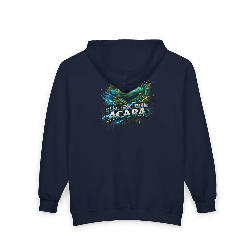 Acara Electric Blue Fish Zip Hoodie - Aquarium Fishing Graphic Jacket