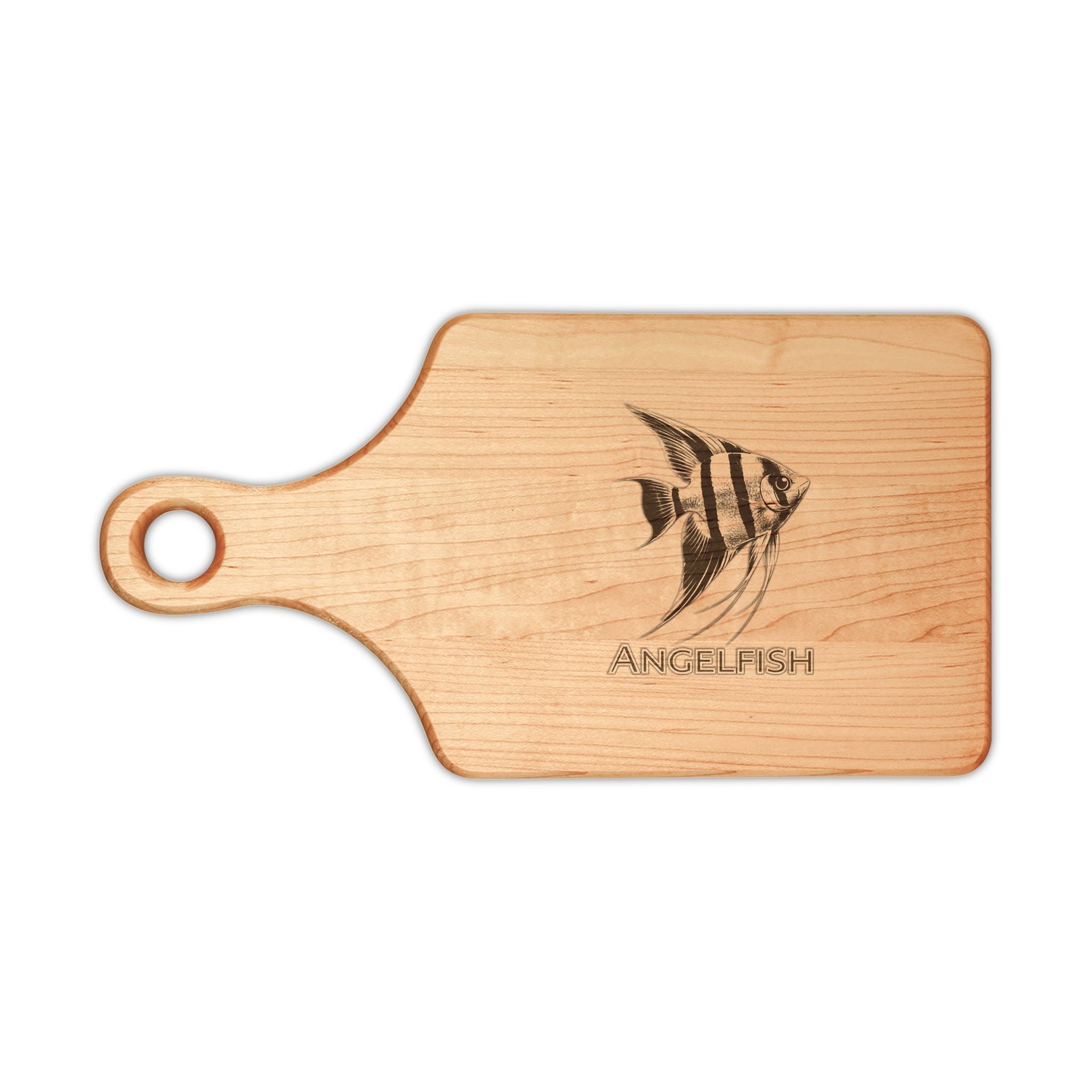 Engraved Angelfish Wooden Cutting Board — Personalized Kitchen Serving & Prep Board