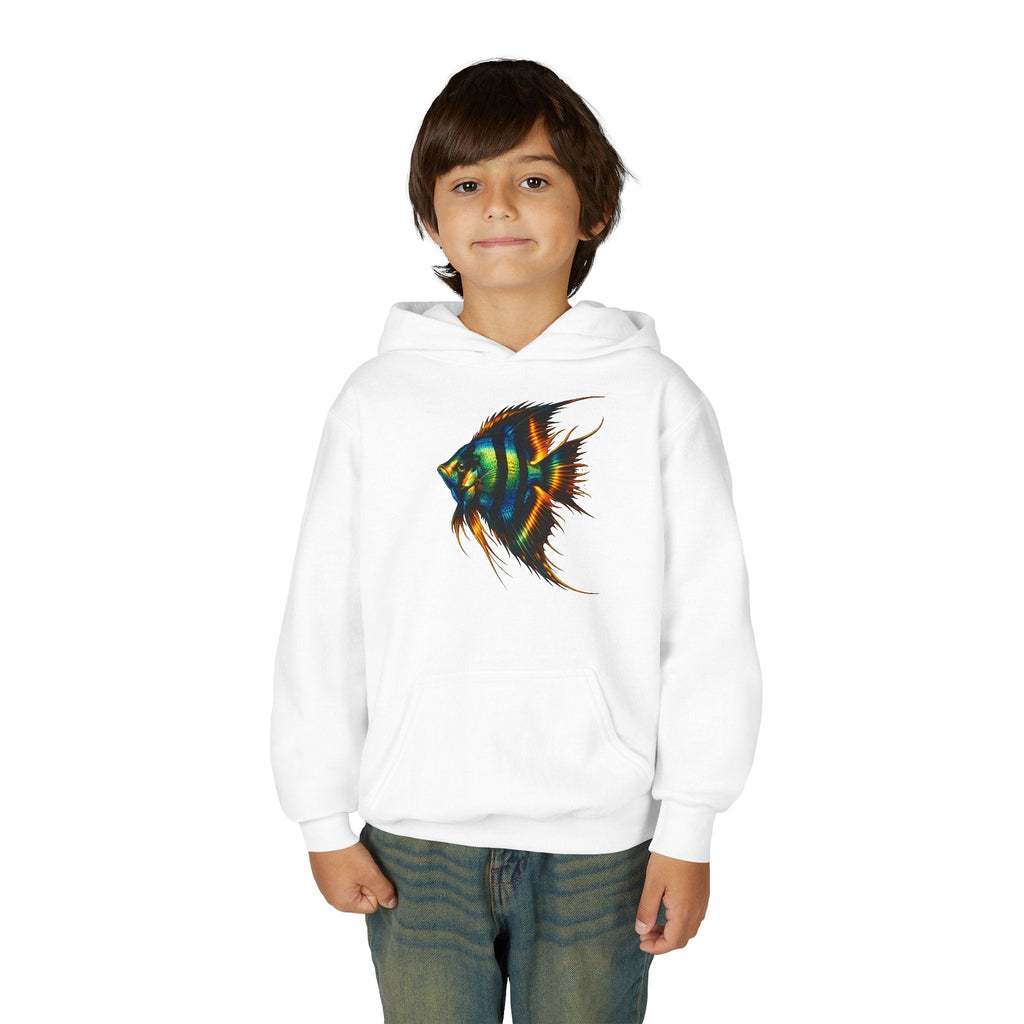 Youth Angelfish Hoodie - Colorful Aquarium Fish Graphic Sweatshirt
