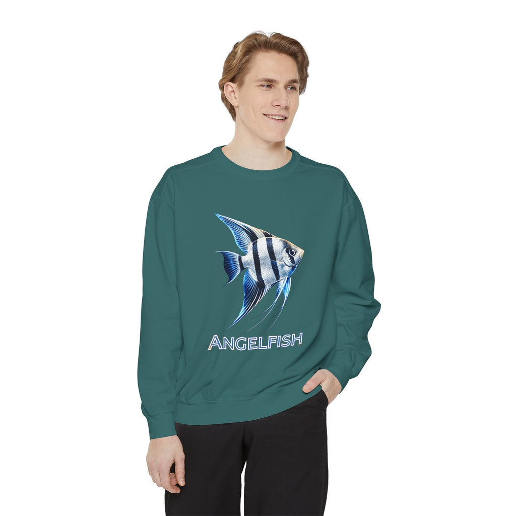 Angelfish Graphic Sweatshirt — Blue Tropical Fish Crewneck